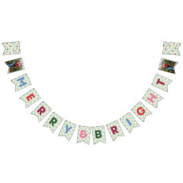 Bandeirinha Mint Checkerboard Merry & Bright Bunting Banner