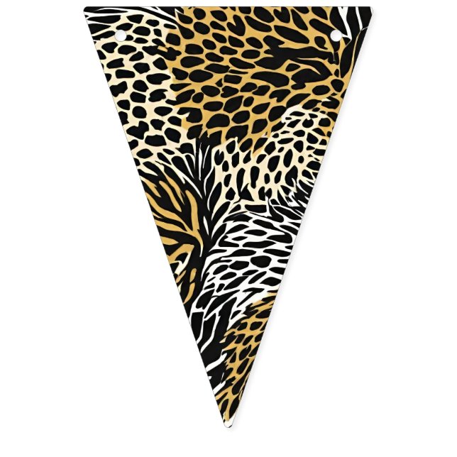 Bandeirinha Mixed Animal Print Zebra Leopard Tiger Mixed Print (Primeira Bandeira)