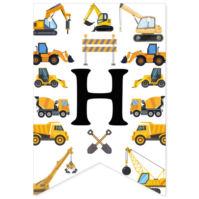 Bandeirinha Modern Construction Simple Kid's Birthday (Primeira Bandeira)