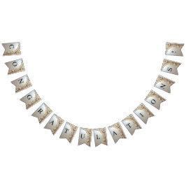 Bandeirinha Modern White Flowers Pearls Bunting Flag