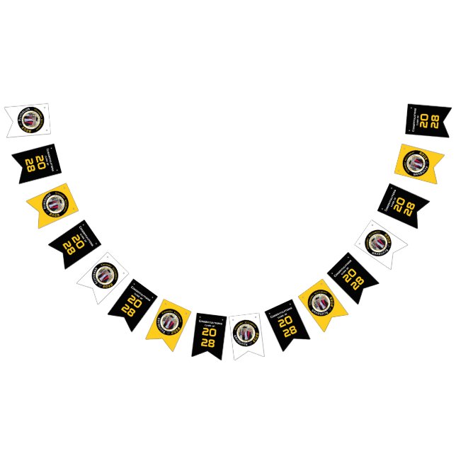 Bandeirinha Modern Yell Black White Graduation Photo (Todos)