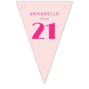 Bandeirinha Moderno 21 ruas 21 Festas de aniversário Rosa