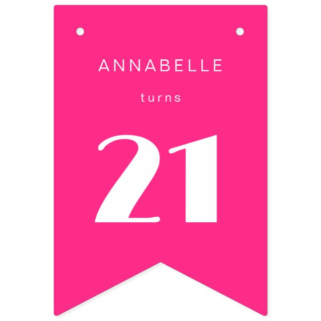 Bandeirinha Moderno 21 ruas 21 Festas de aniversário Rosa Quen (Primeira Bandeira)