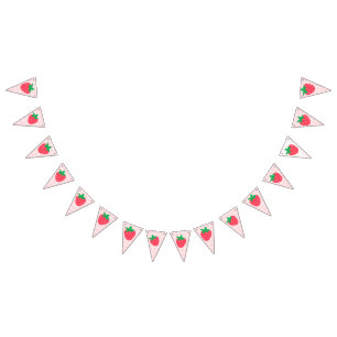 Bandeirinha Morango Rosa Grafo Berry Primeiro Aniversário de 1