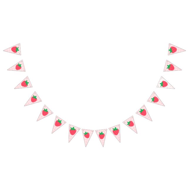 Bandeirinha Morango Rosa Grafo Berry Primeiro Aniversário de 1 (Todos)