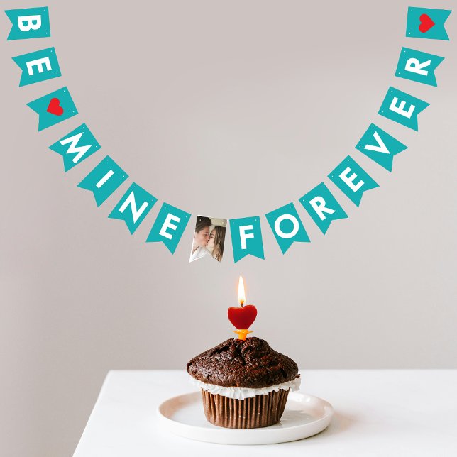 Bandeirinha Namorados Romântico de Amor Turquesa Celebra Foto (Criador carregado)