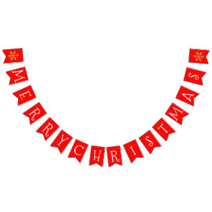 Bandeirinha Natal vermelho e Dourado