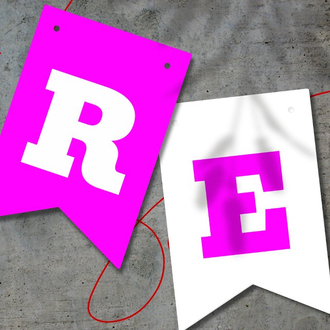 Bandeirinha Neon Magenta e Branco | Personalize  (Criador carregado)