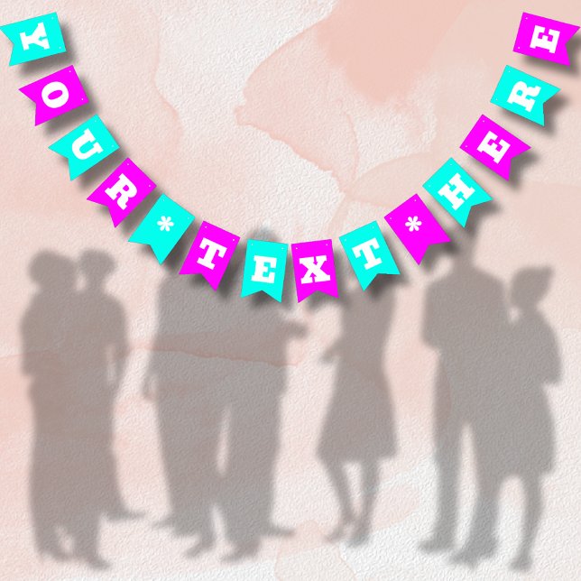 Bandeirinha Neon Magenta e Turquesa Cor Sólida | Personalizado (Criador carregado)