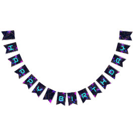 Bandeirinha Neon Paint Splatter Feliz Aniversário