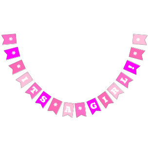 Bandeirinha Neon Pink É uma garota! Personalizado
