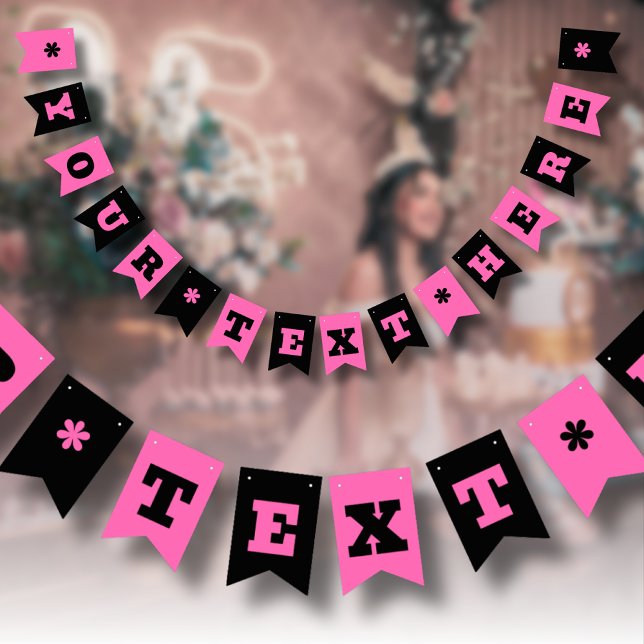 Bandeirinha Neon Rosa Quente e Preto | Personalize  (Criador carregado)