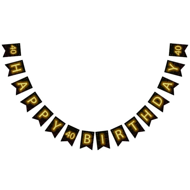 Bandeirinha Neon Sign on Brick para aniversário de 40 anos (Todos)