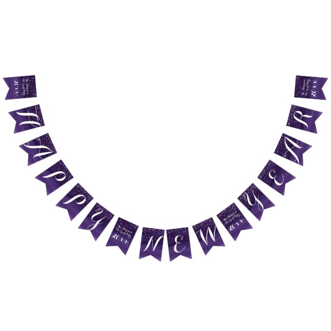 Bandeirinha Noite estrelada Feliz ano novo azul roxo escuro (Todos)