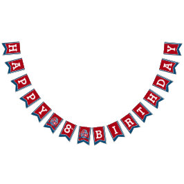 Bandeirinha Noites medievais Feliz Aniversário 8° pássaro verm