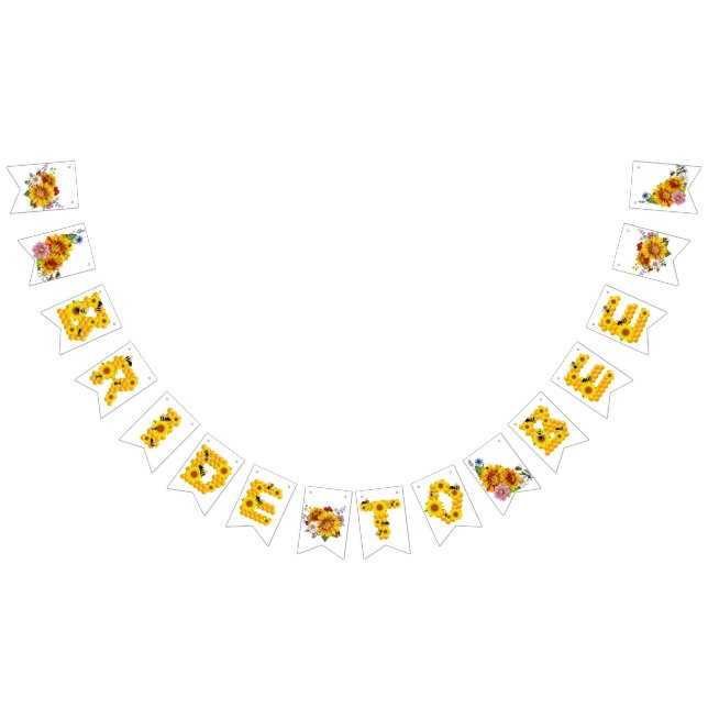 Bandeirinha Noiva Abelha | Chuveiro de Noiva Floral Aquarela (Todos)