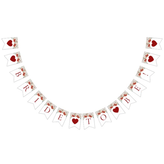 Bandeirinha Noiva de Inverno Floral Vermelha Aquarela Elegante (Todos)