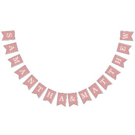 Bandeirinha Noiva de Rosa Dusty e Nomes de noivos Rosa Simples