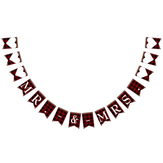 Bandeirinha Noivo & Noiva Preto e Vermelho Buffalo Xadrez Casa (Todos)