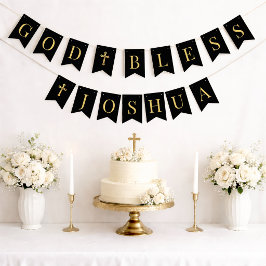 Bandeirinha Nome de 6 Letras Preto e Dourado Religioso Deus Ab