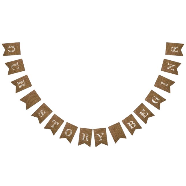 Bandeirinha Nossa História Começa Burlap Olha Casamento (Todos)