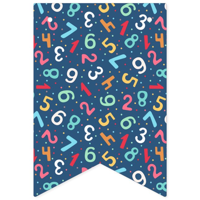 Bandeirinha Números colorido bonitos Aniversário de criança az (Primeira Bandeira)