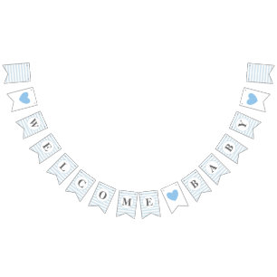 Bandeirinha O chá de fraldas bem-vindo do menino da listra de