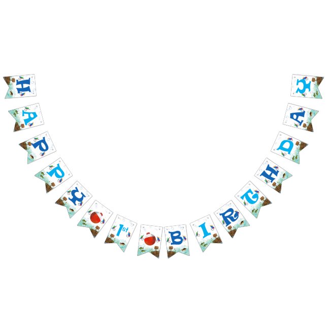 Bandeirinha O-fish-ally Pequeno pescador pescando Aniversário (Todos)