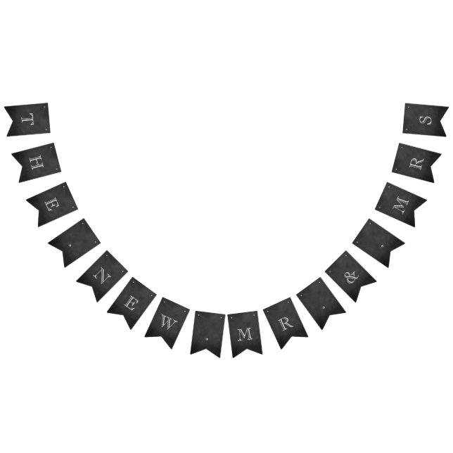 Bandeirinha O novo casamento entre o Sr. e a Sra. Chalkboard (Todos)