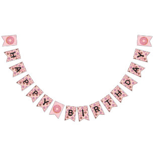 Bandeirinha O rosa do FELIZ ANIVERSARIO congelou partido o