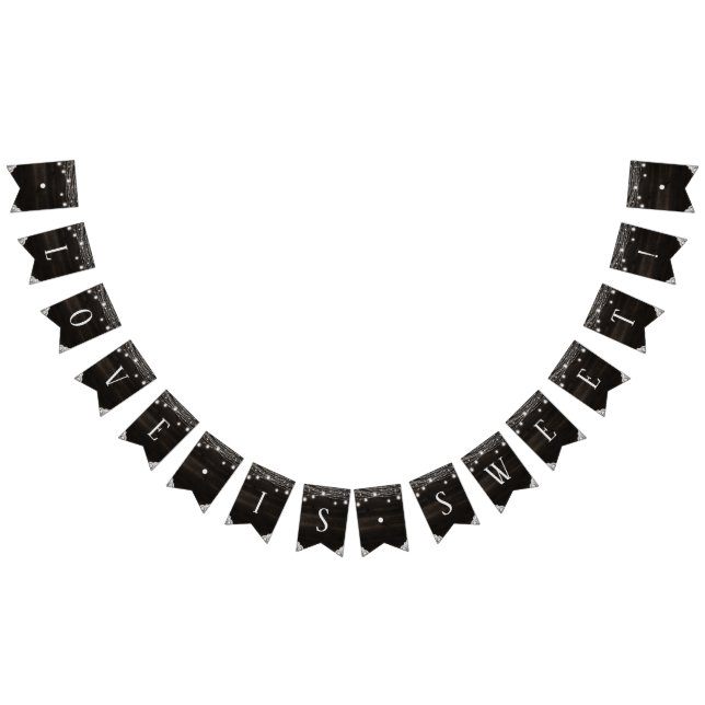 Bandeirinha Oak Ridge Rustic Dark Wood Love é Sweet Weding (Todos)