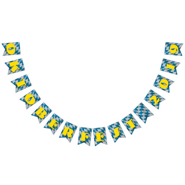 Bandeirinha Oktoberfest Bavarian Blue White Flag editável (Todos)