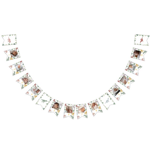 Bandeirinha One A Saurus Dinosaur Boy Birthday Photo Banner (Todos)