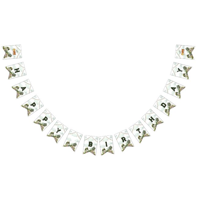 Bandeirinha One Happy Camper First Birthday  (Todos)