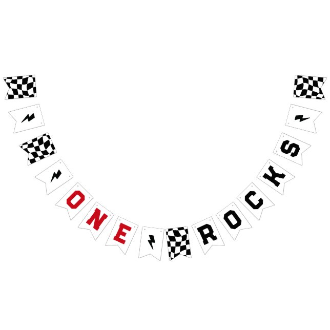 Bandeirinha One Rocks First Birthday Rock n Roll (Todos)