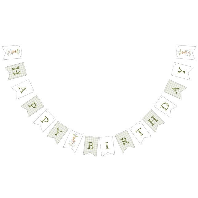 Bandeirinha One Silly Goose Green Gingham Baby First Birthday (Todos)