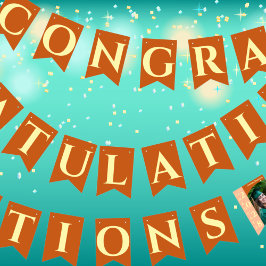 Bandeirinha Orange Modern Graduation Photo Congratulations