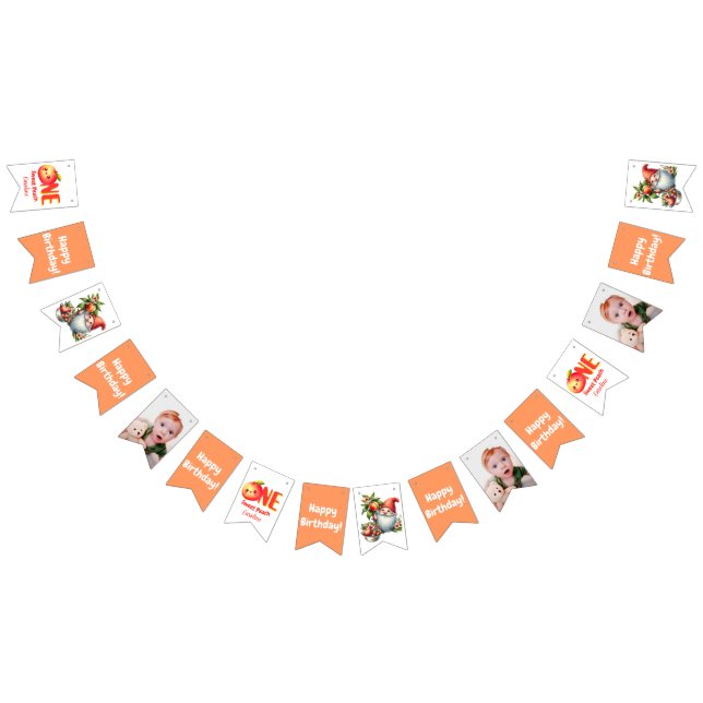 Bandeirinha Orchard Garden Peach Summer Party bunting banner (Todos)