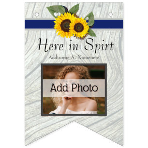 Bandeirinha Ouro Russo de Casamento Cinza de Girassol Azul Mad