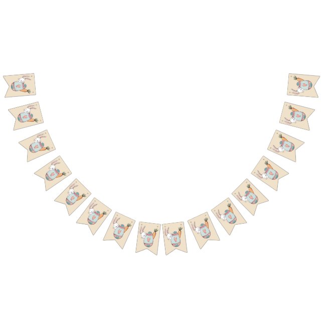 Bandeirinha Ovo de Páscoa e Coelho de Páscoa em Aquarela (Todos)