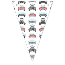 Bandeirinha Padrão Clássico de Aquarela de Vintage Cars