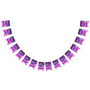Bandeirinha Padrão de Fogos de Artifício KPOP Roxo Rosa Tipogr