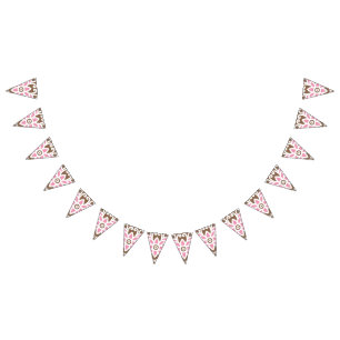 Bandeirinha Padrão floral elegante em tons castanhos e cor-de-