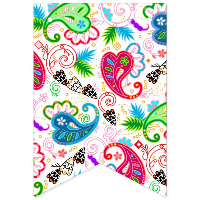 Bandeirinha Padrões de flores decorativas, de cor branca (Primeira Bandeira)