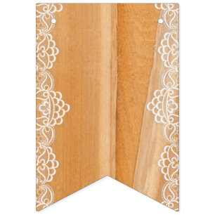 Bandeirinha Painel De Madeira Leve Com Lace Branco