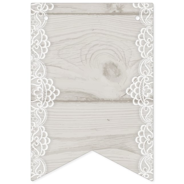 Bandeirinha Painel De Madeira Leve Com Lace Branco (Primeira Bandeira)