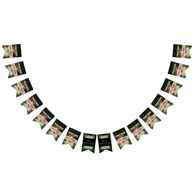 Bandeirinha Palma Verde de Casamento Tropical Deixa foto preta (Todos)