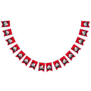 Bandeirinha Panda Bear Vestindo um chapéu de Papai Noel