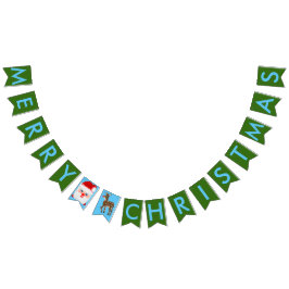 Bandeirinha Papais noeis de Natal Reindeer Green Bunting Banne