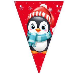Bandeirinha Papais noeis de pinguins de Natal bonitos feriados